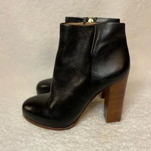 Vince camuto black wood heeled booties